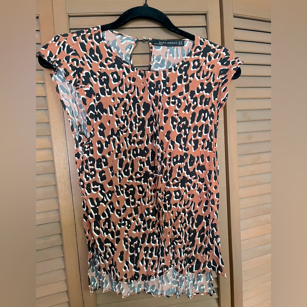 Zara Leopard Print Sleeveless Blouse